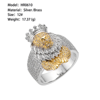 Meilleures ventes, nouveauté, haute qualité, bague en argent sterling 925 plaqué or, sertie de moissanite VVS, style hip-hop lion