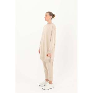 Ensemble de tunique en tricot pour femmes Manches longues Beige foncé Casual Toutes saisons LXL-SM - Product Image 2