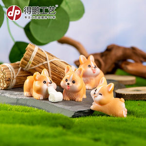 Figura de Resina de Cachorro de Corgi, Linda Miniatura de Animal, Decoración para el Hogar, Oficina o Auto, Artesanía Artística - Product Image 2