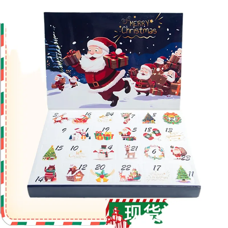 Kalender Advent mewah hitung mundur Natal kalender Minyak Esensial Kosmetik kotak kardus kalender kedatangan Logo kustom