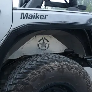 Maiker fender interno para câmera traseira, para jeep wrangler jk 4wd five star logo, leve, design de alumínio preto