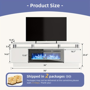 Modern <strong>Electric</strong> <strong>Fireplace</strong> <strong>TV</strong> <strong>Stand</strong> for <strong>TVs</strong> up to 80 Inch, with Electronic Flame and LED Lights for Living Room - Product Image 3