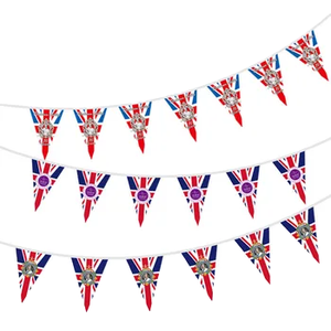 Guirlande de fanions du drapeau britannique très vendue pour les célébrations de la Journée du Roi et de la Fête nationale du Royaume-Uni, décorations triangulaires - Product Image 2