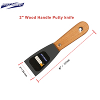 Couteau à enduit plat industriel en acier au carbone de 2 pouces, lame polie miroir, manche en bois confortable pour le travail du bois, métal OEM