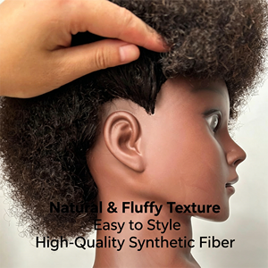 Cabeza de Maniquí con <span class=keywords><strong>Cabello</strong></span> Natural Estilo Yaki Europeo Americano, para Prácticas de Trenzado, Pelucas Negras, <span class=keywords><strong>Cabello</strong></span> <span class=keywords><strong>Rizado</strong></span> y Voluminoso, 38cm - Product Image 4