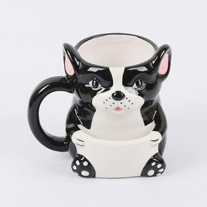 Taza 3d <span class=keywords><strong>de</strong></span> cerámica para café, té, leche, animal, con forma <span class=keywords><strong>de</strong></span> perro, Linda pintura a mano, con galleta - Product Image 3