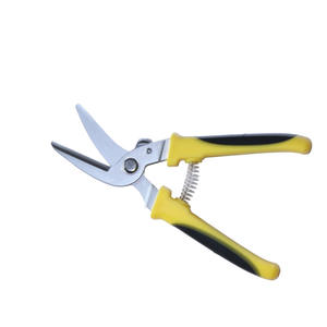 Ciseaux industriels en acier inoxydable à bord lisse avec poignée souple jaune, outil de coupe multi-usages - Product Image 1