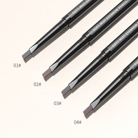 Pensil Alis Segitiga Private Label Retractable Logo Custom Dua Sisi 4 Warna Hitam Coklat Kopi Dengan Sikat