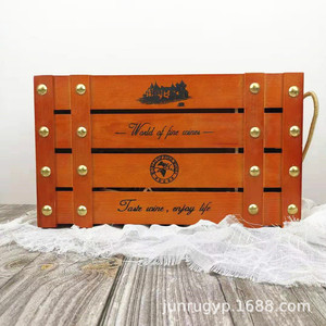 Caja de vino doble de madera maciza de pino, rectangular, hecha a mano, para bebidas - Product Image 1
