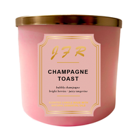 3-Wick-Champagner-Duftkerze Hoc hinten sives Kerzen-Gemüse wachs mit goldenem Deckel Solid Pink Glass Jar