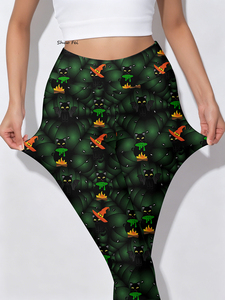 Leggings de <span class=keywords><strong>yoga</strong></span> taille haute pour femme, imprimé chat sorcière magique, coupe ajustée, motif Halloween effrayant, pantalon de sport, vêtements de sport - Product Image 3