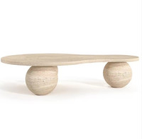 Table basse ronde en marbre moderne avec dessus sphérique, dotée de caractéristiques non toxiques et écologiques