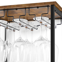 Porte-bouteilles en bois autoportant pour 16 bouteilles, présentoir à vin en bois, support pour bouteilles, porte-vin en métal avec porte-verres