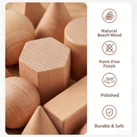 Ensemble de solides géométriques en bois de hêtre naturel, blocs de formes 3D, matériel mathématique Montessori, jouet éducatif pour enfants