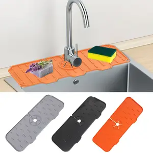2022 Hot Sell Silicone Dish Drying Mat With Handle Drip Catcher Tray For Kitchen Silicone Faucet Mat