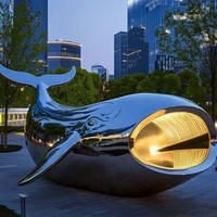 Statue de baleine géante en acier inoxydable pour extérieur, sculpture marine en métal miroir faite à la main, décoration pour parc, bord de mer, centre commercial, piscine