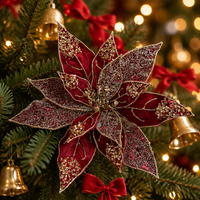 Décoration de Noël de luxe 2026 : Poinsettia pour cérémonies intérieures, tailles personnalisées, décorations de Noël, présentation festive, maison de vacances