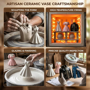 Vase <span class=keywords><strong>en</strong></span> céramique de luxe, fait main, <span class=keywords><strong>en</strong></span> forme de jean <span class=keywords><strong>bleu</strong></span>, pour décoration intérieure personnalisée, centre de table de salon, <span class=keywords><strong>pot</strong></span> de fleurs moderne, finition vernie - Product Image 4