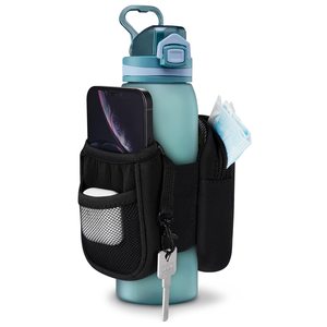 กระเป๋าใส่ขวดน้ำสำหรับยิมกระเป๋าใส่ขวดน้ำกันลื่นสำหรับยิมที่มีกระเป๋าสองด้านสำหรับใส่โทรศัพท์กุญแจซิปกระเป๋า - Product Image 2