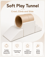 Équipement de jeu souple pour tout-petits, tunnel d'escalade et toboggan, ensemble intérieur/beau temps, couleur beige neutre, pour location de fêtes en extérieur, café pour enfants et aire de jeux