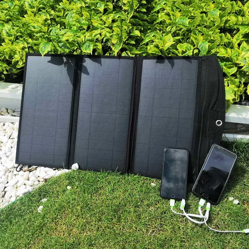 Caricatore solare da sole caricatore portatile pieghevole da 28W con pannello solare coperta blu alimentata a energia solare da 5V con doppia ricarica USB esterna