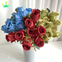 Roses artificielles en soie, bouquet de 9 têtes, hauteur 90 cm, bleu marine, pour cérémonies de mariage, événements, réceptions et décoration intérieure
