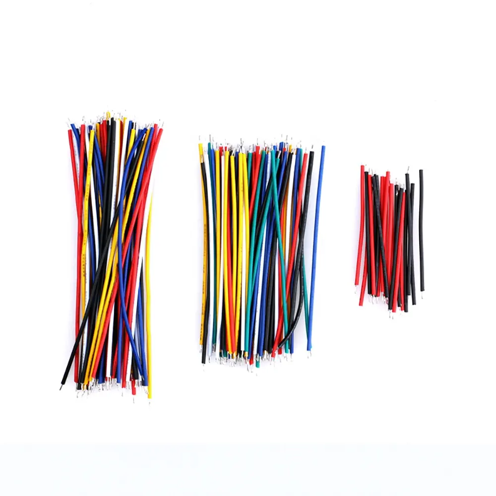 130PC UL1007 24AWG טיפוס מגשר כבל חוטים ערכת 8cm טוס Jumper חוט כבל פח חוטי 5 צבעים PCB הלחמה כבל