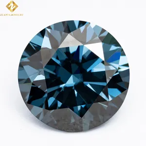 도매 moissanite 가격 다크 블루 컬러 구매 최고의 품질 라운드 moissanite 다이아몬드