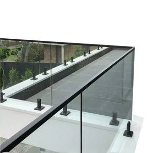 Modern Villa Tempered Glass Staircase Handrail Guardrail Outdoor Home Balcony Stainless <strong>Steel</strong> <strong>Railing</strong> Column Glass <strong>Railing</strong> - Product Image 1