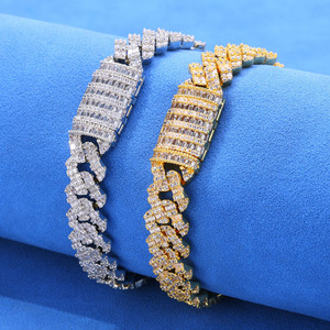 Pulsera de Cadena Cubana Hip Hop de 10mm con Zirconia Mixta en Forma de T y Rombo para Hombre, Joyería Tanjing - Product Image 3