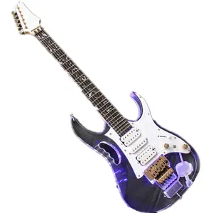 China 6 String Transparent Body Acrylic Electric guitar with Tremolo Bridge,Golden Hardware