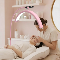 Lampe demi-lune pour cils, lumière LED rose personnalisable, réglable en hauteur, pour extensions de cils, usage quotidien des esthéticiennes