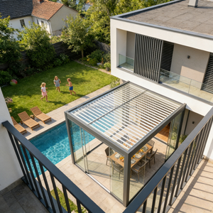 Rechteckiger Kompakter Wintergarten 3x3m Aluminiumrahmen Klare Sicht Terrassen-Eckpavillon <span class=keywords><strong>Pergola</strong></span> - Product Image 6