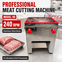 Machine à trancher la viande de table professionnelle 850W, modèle 90, pour la préparation de poitrines de poulet fraîches dans les cuisines de restauration et d'hôtels