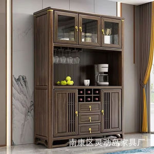 New Chinese Style Ebony Wood <b>Sideboard</b> Wine Cabinet Integrated All Solid Wood Large Capacity Glass Door <b>Storage</b> Living Room - Product Image 1