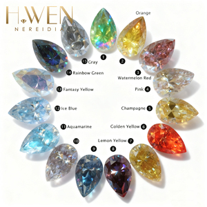 Alternativa de Diamante de Moissanita Brillante y Colorida en Forma de Pera |   Piedra Suelta Certificada por GRA |   Fabricación de Joyas - Product Image 1