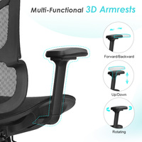Chaise de bureau ergonomique noire à dossier haut pivotant, avec assise en maille respirante et design entièrement en maille, confortable et réglable en hauteur