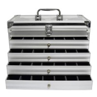 Valise portable pour bijoux et montres, idéale pour exposition, coffre de présentation multicouche en aluminium de haute qualité pour colliers avec serrures