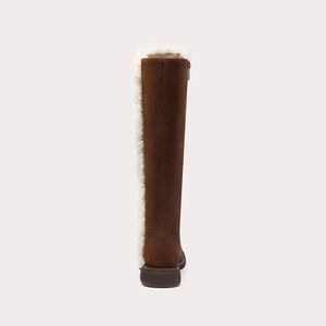Bottes longues à semelle épaisse pour <span class=keywords><strong>femme</strong></span>, bottes fourrées à l'extérieur, bottes fourrées <span class=keywords><strong>marron</strong></span>, bottes d'hiver mi-mollet antidérapantes, chaussures de neige - Product Image 4