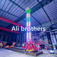 Manèges de parc d'attractions extérieur pour adultes, Tour de chute libre pliable de 12 m de hauteur, à vendre, montée sur remorque, Sky Drops Ali Brother B10120