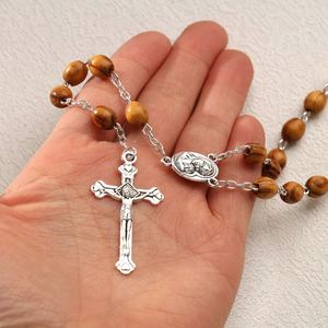 Chapelet Catholique en Bois, Colliers de Prière, Pendentifs Croix Carrés, Bijoux Religieux, Décorations, Prières d'Église, Cadeau de Pâques - Product Image 4