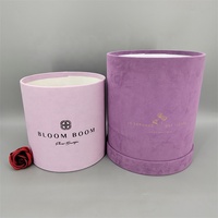 Boîtes cadeaux rondes de luxe en carton recyclé violet personnalisées avec ruban et poignée pour l'emballage de cadeaux
