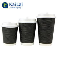 Couvercles de tasses à café jetables de style mural respectueux de l'environnement personnalisés imprimés emballage de manchon en papier biodégradable à emporter marron chaud