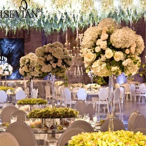 ISEVIAN-centro de mesa colgante de glicina y flor artificial, blanco y amarillo, centro de mesa para boda - Product Image 2