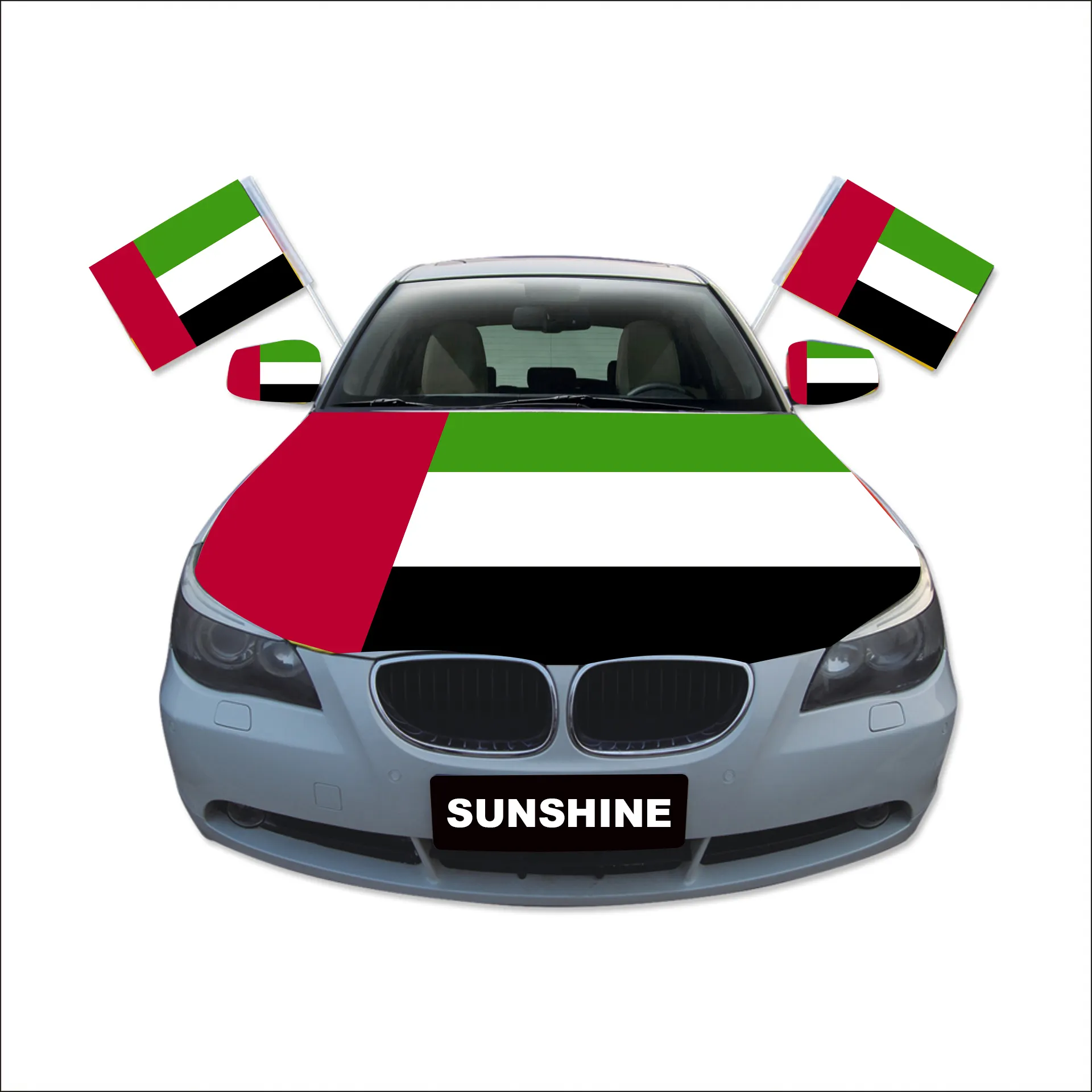 กระจกรถธงติดฝากระโปรงหน้าพร้อมเสาพลาสติกมีฮู้ดธงติดรถยนต์อิรักสหรัฐอเมริกา