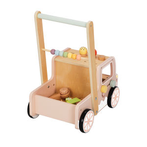 Camion de crème glacée en bois bébé marchette activité Cube tirer et pousser chariot bébé apprentissage enfants sensoriel avec roue - Product Image 5