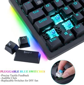 Oem 87 phím cơ khí chơi game Hàn Quốc Bàn phím đa-màu LED Backlit có dây với Outemu công tắc màu xanh - Product Image 2