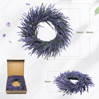 Karangan Bunga Lavender Ungu Musim Semi Baru dengan Penyangga untuk Dekorasi Pesta Paskah dan Liburan