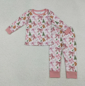 Conjunto de Pijamas Navideños para Niños de Spandex/Poliéster Ecológicos, Varios Estampados, Manga Corta con Volantes, Combinación para Hermanos - Product Image 2