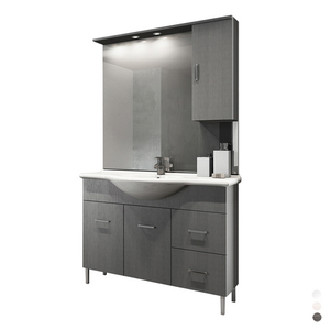 Mueble de baño Venice de 105 cm con lavabo y espejo en blanco brillante - Product Image 1